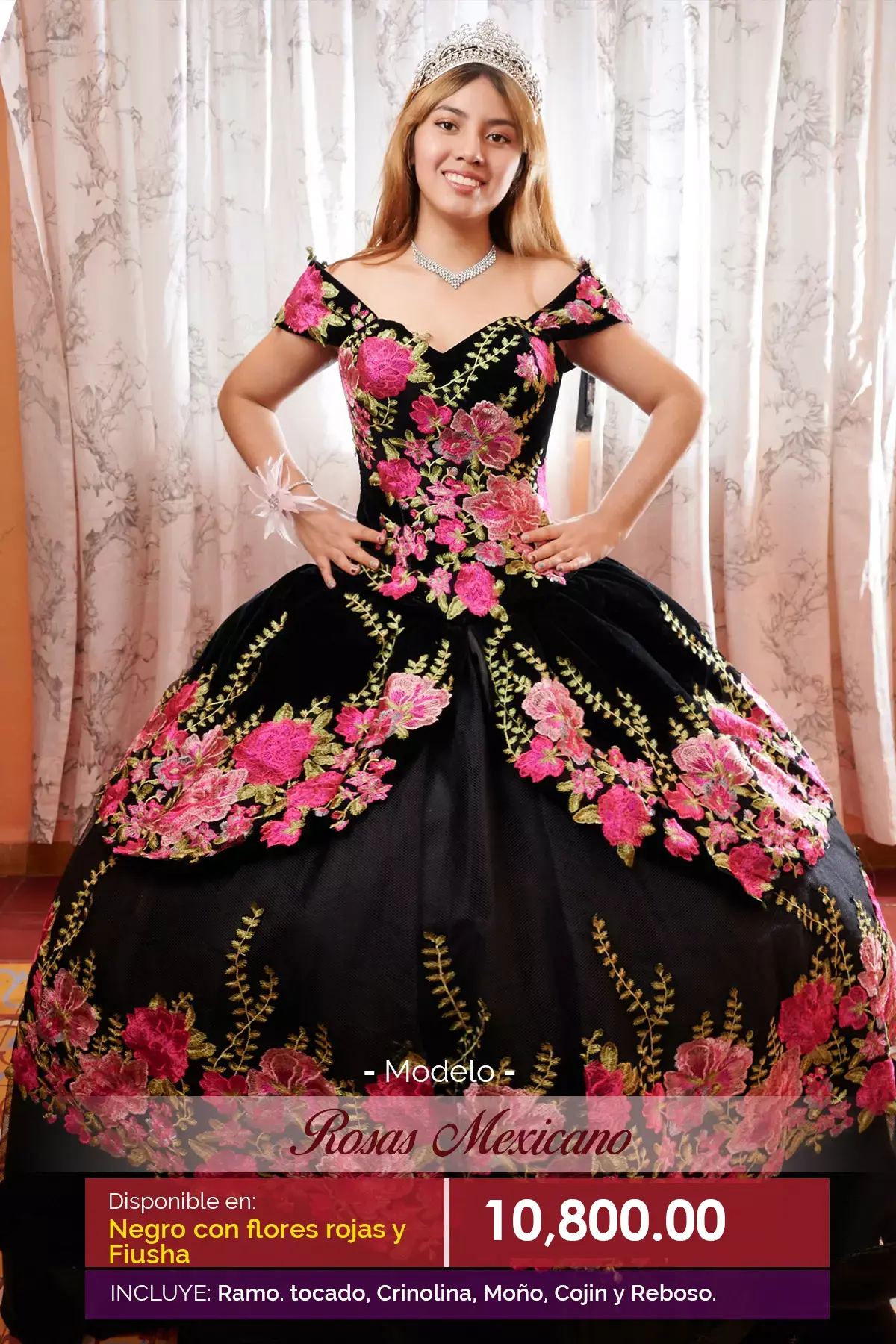 Vestido de quince años Rosas Mex