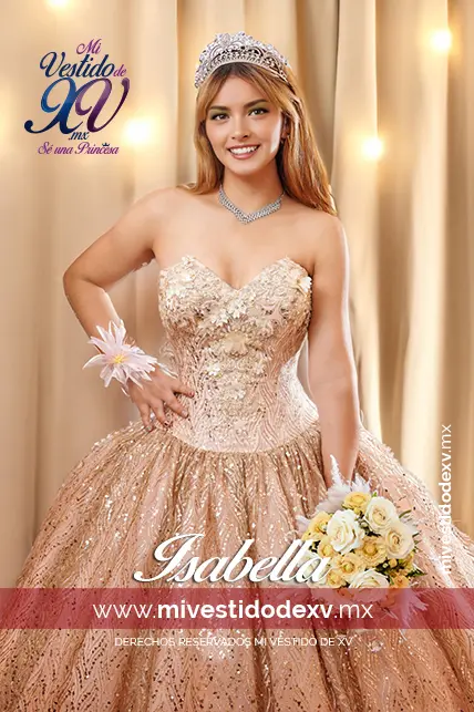 Bello vestido de 15 años dorado