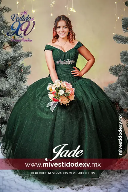 Lindo vestido de 15 color verde jade